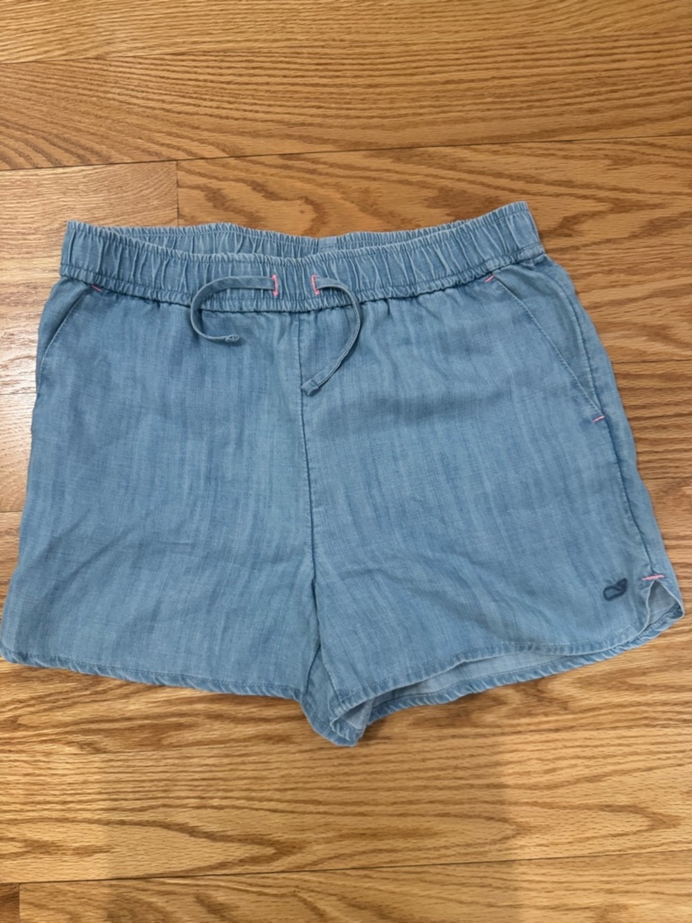 Kids Vineyard Vines Light Blue Chambray High-Waist Drawstring Shorts